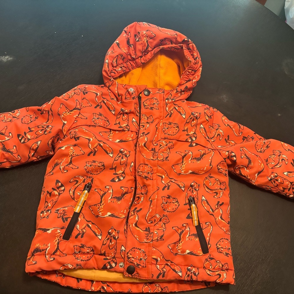 Cat & Jack Orange Woodland Animals print Jacket+shell 3T